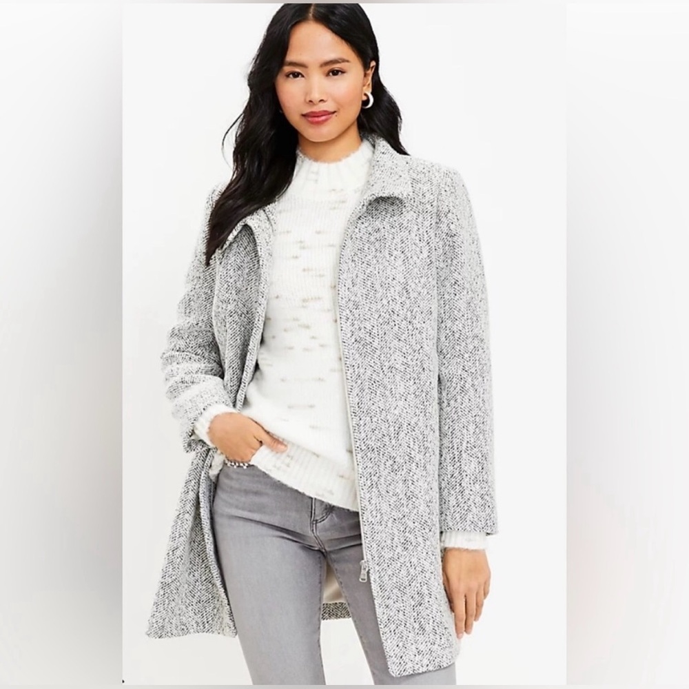LOFT Herringbone Funnel Neck Jacket